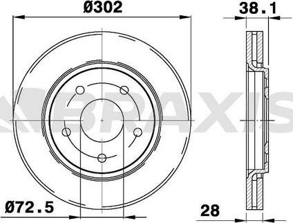 Braxis AE0555 - Гальмівний диск autocars.com.ua