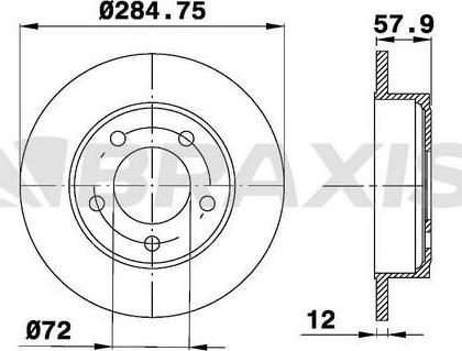 Braxis AE0594 - Гальмівний диск autocars.com.ua