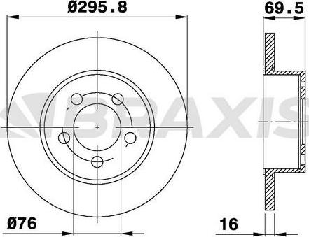 Braxis AE0595 - Гальмівний диск autocars.com.ua