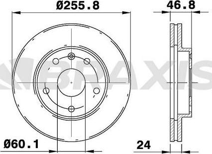 Braxis AE0658 - Гальмівний диск autocars.com.ua