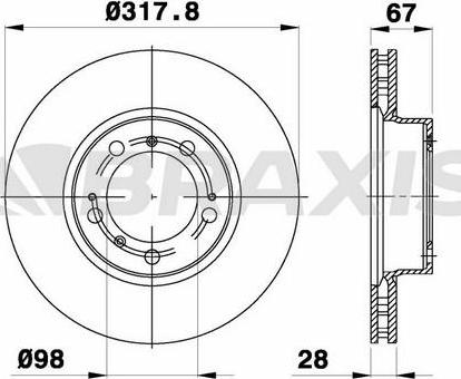 Braxis AE0669 - Гальмівний диск autocars.com.ua