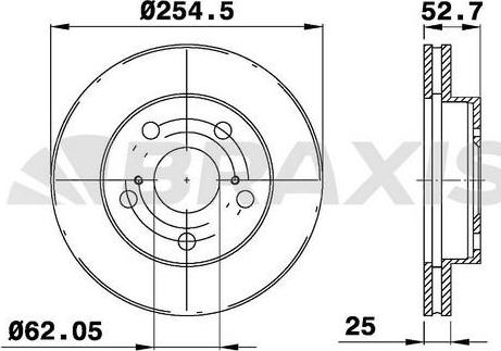 Braxis AE0682 - Гальмівний диск autocars.com.ua