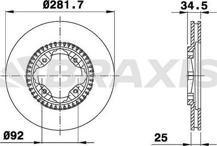 Braxis AE0729 - Гальмівний диск autocars.com.ua