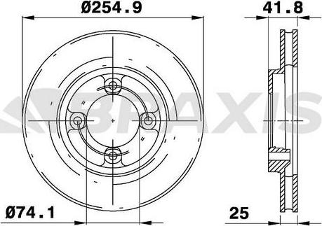 Braxis AE0751 - Гальмівний диск autocars.com.ua