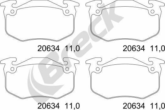 Breck 20634 00 702 00 - Тормозные колодки, дисковые, комплект avtokuzovplus.com.ua