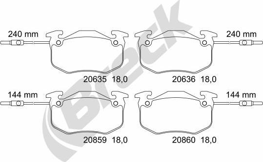 Breck 20635 00 702 10 - Гальмівні колодки, дискові гальма autocars.com.ua