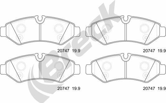 Breck 20747 00 703 00 - Гальмівні колодки, дискові гальма autocars.com.ua