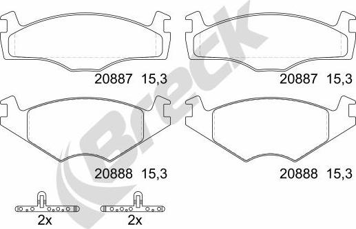 Breck 20887 00 702 00 - Тормозные колодки, дисковые, комплект avtokuzovplus.com.ua