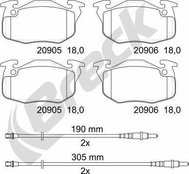 Breck 20906 00 702 10 - Тормозные колодки, дисковые, комплект avtokuzovplus.com.ua