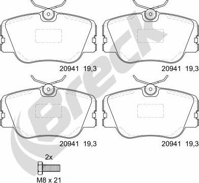 Breck 20941 00 701 00 - Тормозные колодки, дисковые, комплект avtokuzovplus.com.ua