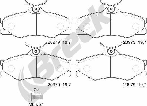 Breck 20979 00 703 00 - Гальмівні колодки, дискові гальма autocars.com.ua