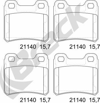 Breck 21140 00 704 00 - Гальмівні колодки, дискові гальма autocars.com.ua