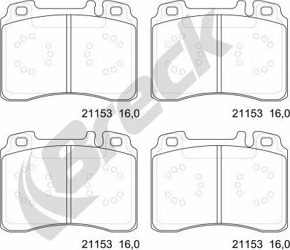 Breck 21153 00 701 20 - Тормозные колодки, дисковые, комплект autodnr.net