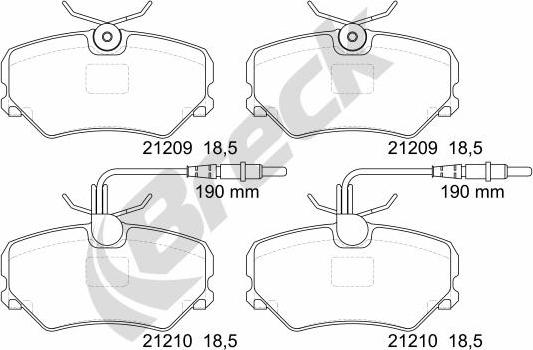 Breck 21209 00 501 10 - Гальмівні колодки, дискові гальма autocars.com.ua