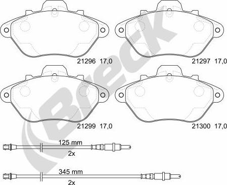 Breck 21296 00 701 10 - Тормозные колодки, дисковые, комплект avtokuzovplus.com.ua