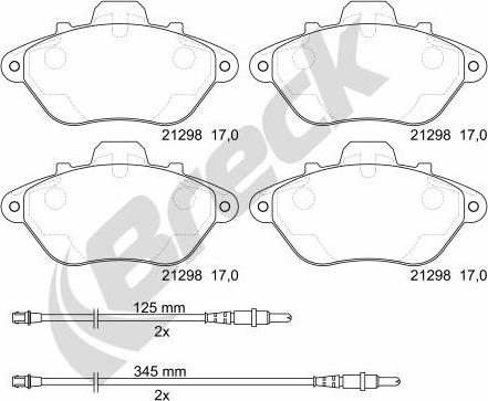 Breck 21298 00 701 10 - Тормозные колодки, дисковые, комплект avtokuzovplus.com.ua