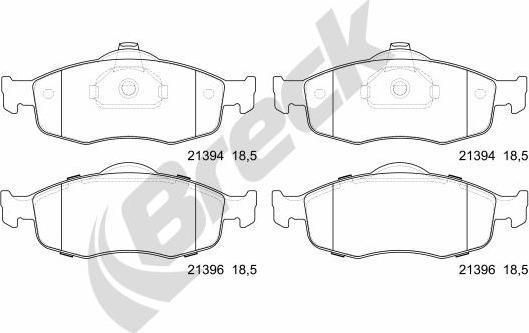 Breck 21394 00 701 00 - Гальмівні колодки, дискові гальма autocars.com.ua