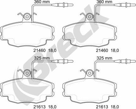 Breck 21460 00 702 10 - Гальмівні колодки, дискові гальма autocars.com.ua