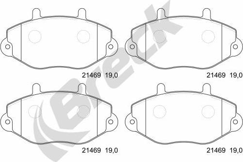 Breck 21469 00 701 00 - Гальмівні колодки, дискові гальма autocars.com.ua