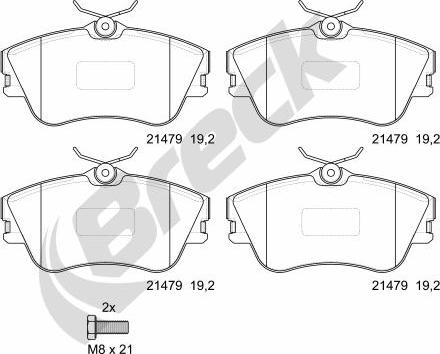 Breck 21479 00 703 00 - Тормозные колодки, дисковые, комплект avtokuzovplus.com.ua