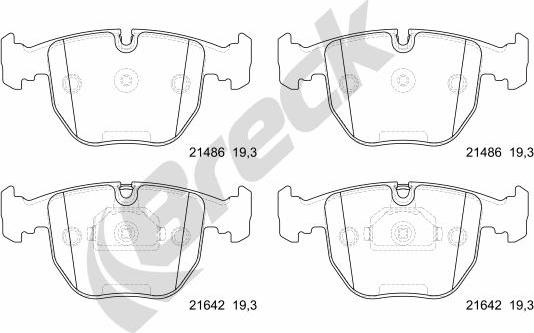 Breck 21486 00 701 10 - Тормозные колодки, дисковые, комплект avtokuzovplus.com.ua