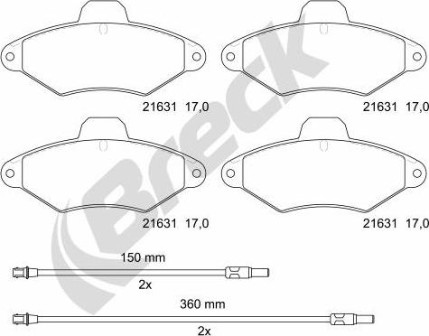 Breck 21631 00 701 10 - Гальмівні колодки, дискові гальма autocars.com.ua