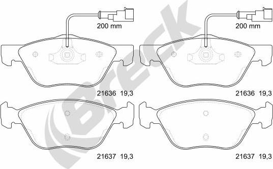 Breck 21636 00 701 10 - Тормозные колодки, дисковые, комплект avtokuzovplus.com.ua