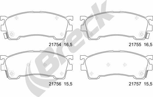 Breck 21754 00 701 10 - Тормозные колодки, дисковые, комплект avtokuzovplus.com.ua