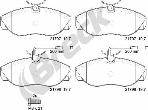 Breck 21797 00 703 10 - Гальмівні колодки, дискові гальма autocars.com.ua