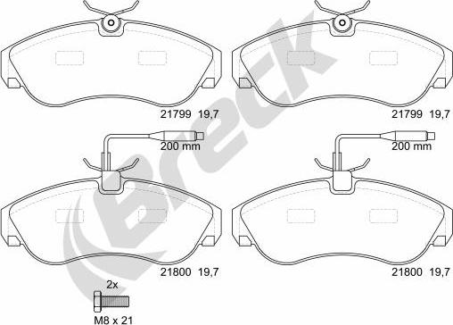 Breck 21799 00 703 10 - Гальмівні колодки, дискові гальма autocars.com.ua