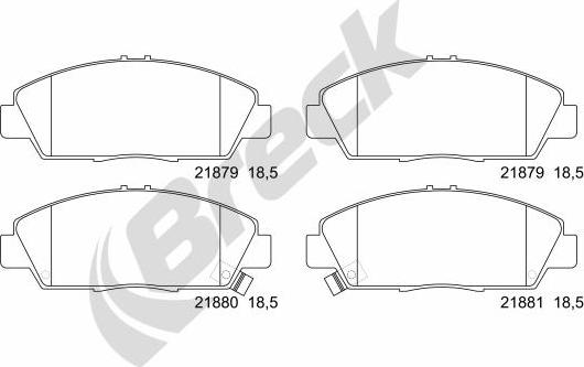 Breck 21879 00 701 10 - Гальмівні колодки, дискові гальма autocars.com.ua