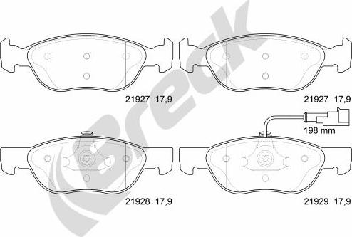 Breck 21927 00 702 10 - Тормозные колодки, дисковые, комплект avtokuzovplus.com.ua