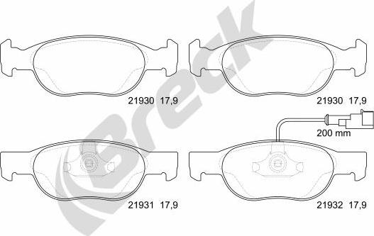 Breck 21930 00 702 10 - Тормозные колодки, дисковые, комплект avtokuzovplus.com.ua