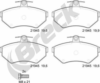 Breck 21945 10 701 00 - Гальмівні колодки, дискові гальма autocars.com.ua