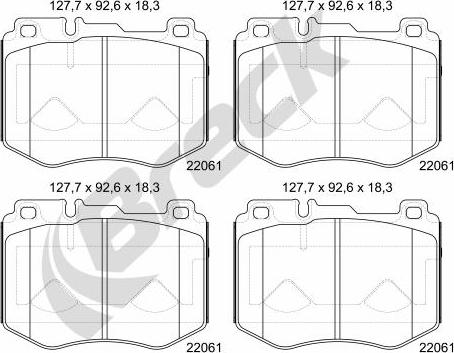 Breck 22061 00 551 00 - Тормозные колодки, дисковые, комплект avtokuzovplus.com.ua