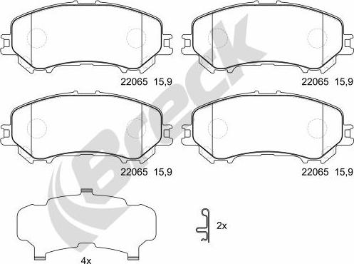 Breck 22065 00 701 10 - Гальмівні колодки, дискові гальма autocars.com.ua