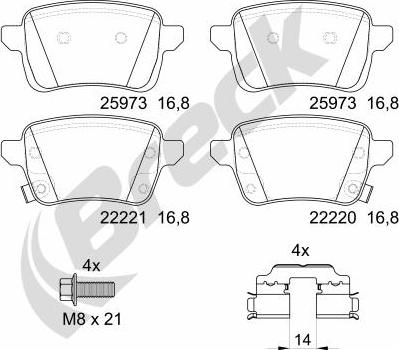 Breck 22220 00 704 00 - Гальмівні колодки, дискові гальма autocars.com.ua