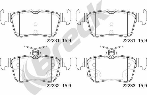 Breck 22231 00 702 00 - Тормозные колодки, дисковые, комплект avtokuzovplus.com.ua