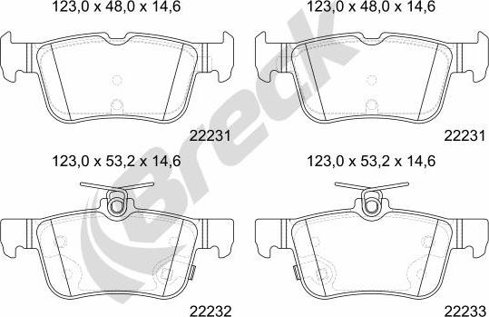 Breck 22231 00 702 10 - Гальмівні колодки, дискові гальма autocars.com.ua