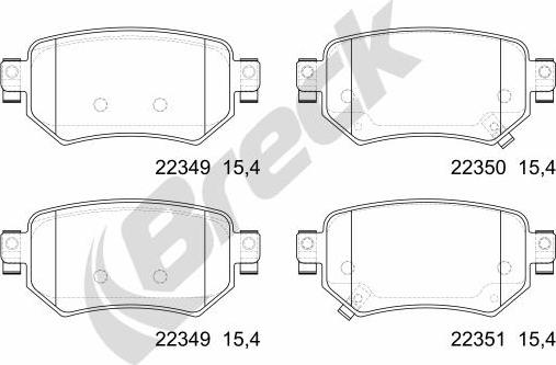 Breck 22349 00 704 00 - Гальмівні колодки, дискові гальма autocars.com.ua