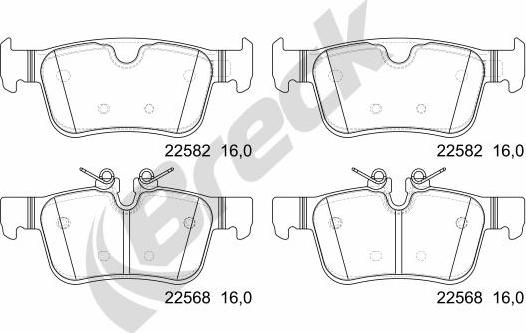 Breck 22568 00 554 00 - Тормозные колодки, дисковые, комплект avtokuzovplus.com.ua