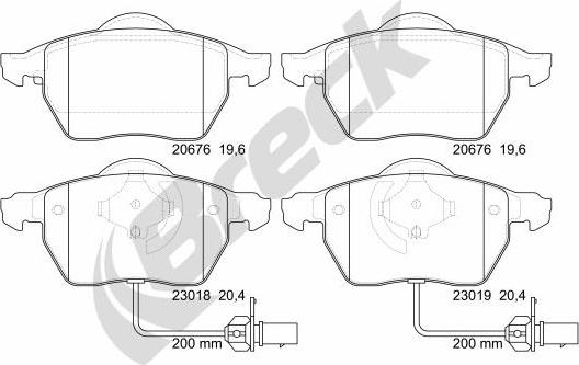 Breck 23018 00 701 10 - Гальмівні колодки, дискові гальма autocars.com.ua