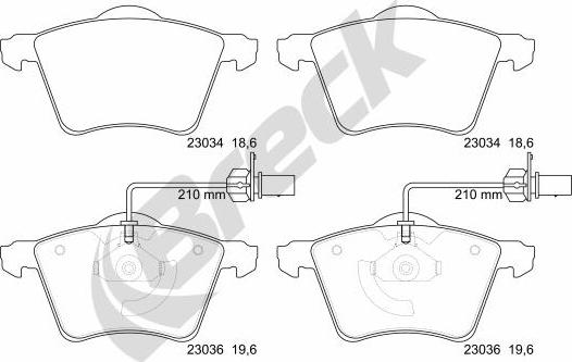 Breck 23034 00 703 10 - Тормозные колодки, дисковые, комплект autodnr.net