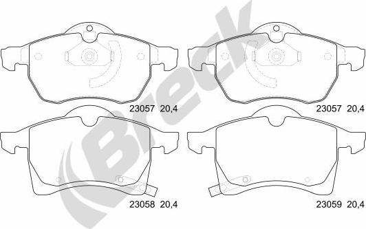 Breck 23057 00 701 10 - Гальмівні колодки, дискові гальма autocars.com.ua