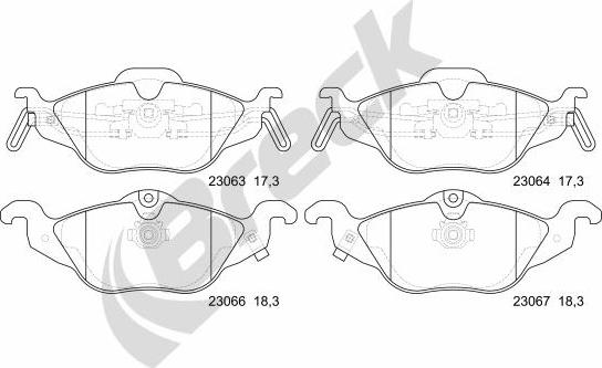 Breck 23063 00 702 10 - Гальмівні колодки, дискові гальма autocars.com.ua