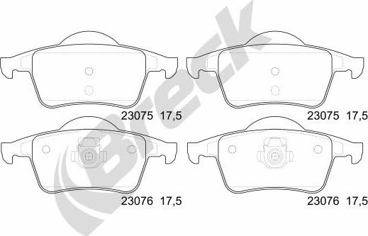 Breck 23076 00 702 00 - Тормозные колодки, дисковые, комплект autodnr.net