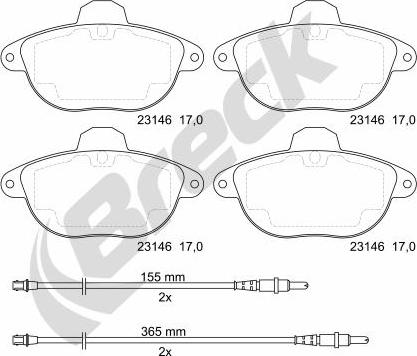 Breck 23146 00 501 10 - Тормозные колодки, дисковые, комплект avtokuzovplus.com.ua