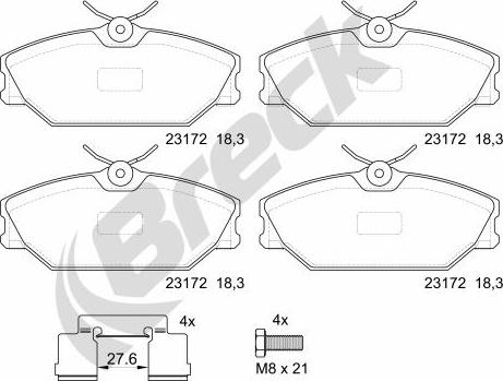 Breck 23172 00 702 00 - Тормозные колодки, дисковые, комплект avtokuzovplus.com.ua