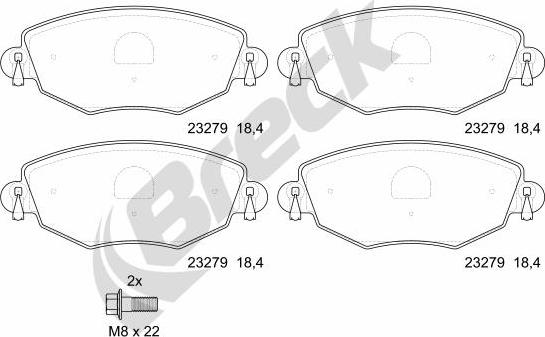 Breck 23279 00 701 10 - Тормозные колодки, дисковые, комплект avtokuzovplus.com.ua