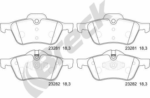 Breck 23281 00 701 00 - Тормозные колодки, дисковые, комплект avtokuzovplus.com.ua